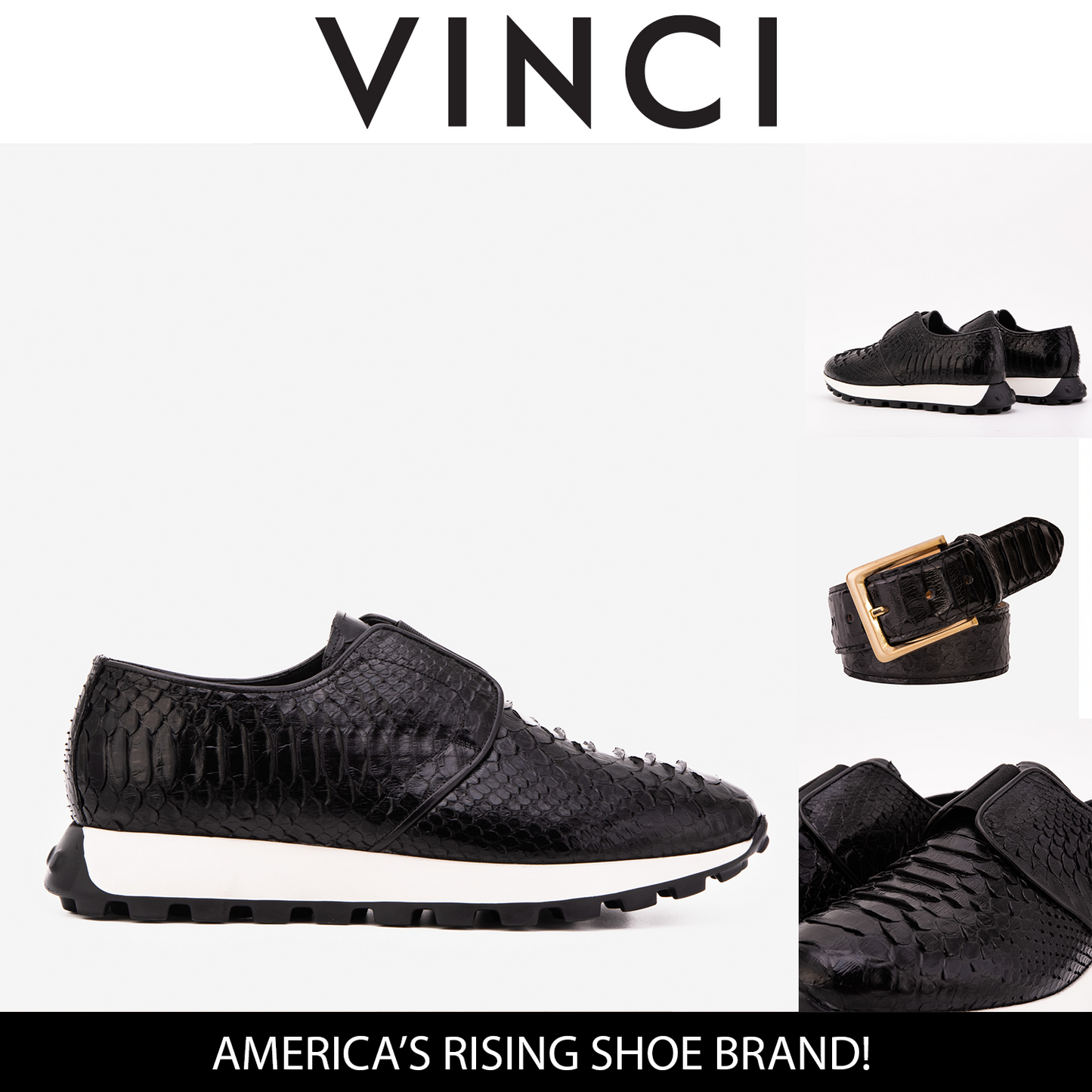 The Obsidian Black Python Leather Men Sneaker