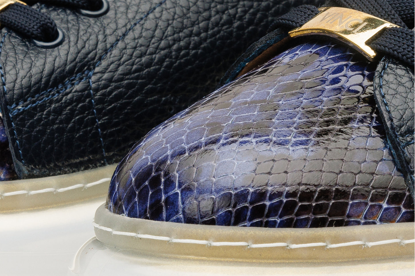 Zapatillas de mujer de piel azul oscuro Venezia