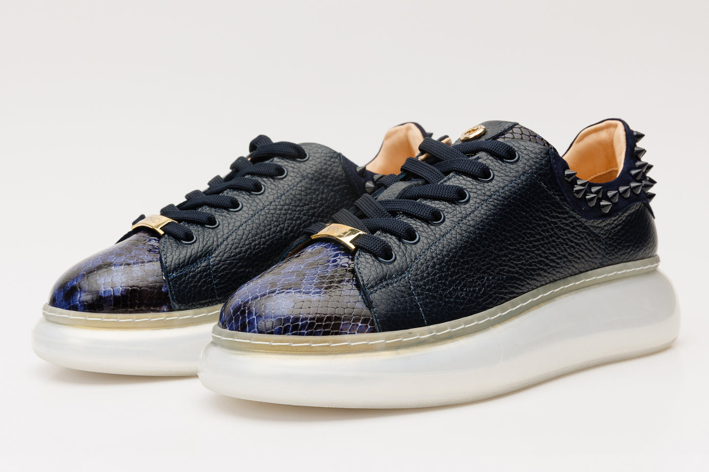 Zapatillas de mujer de piel azul oscuro Venezia