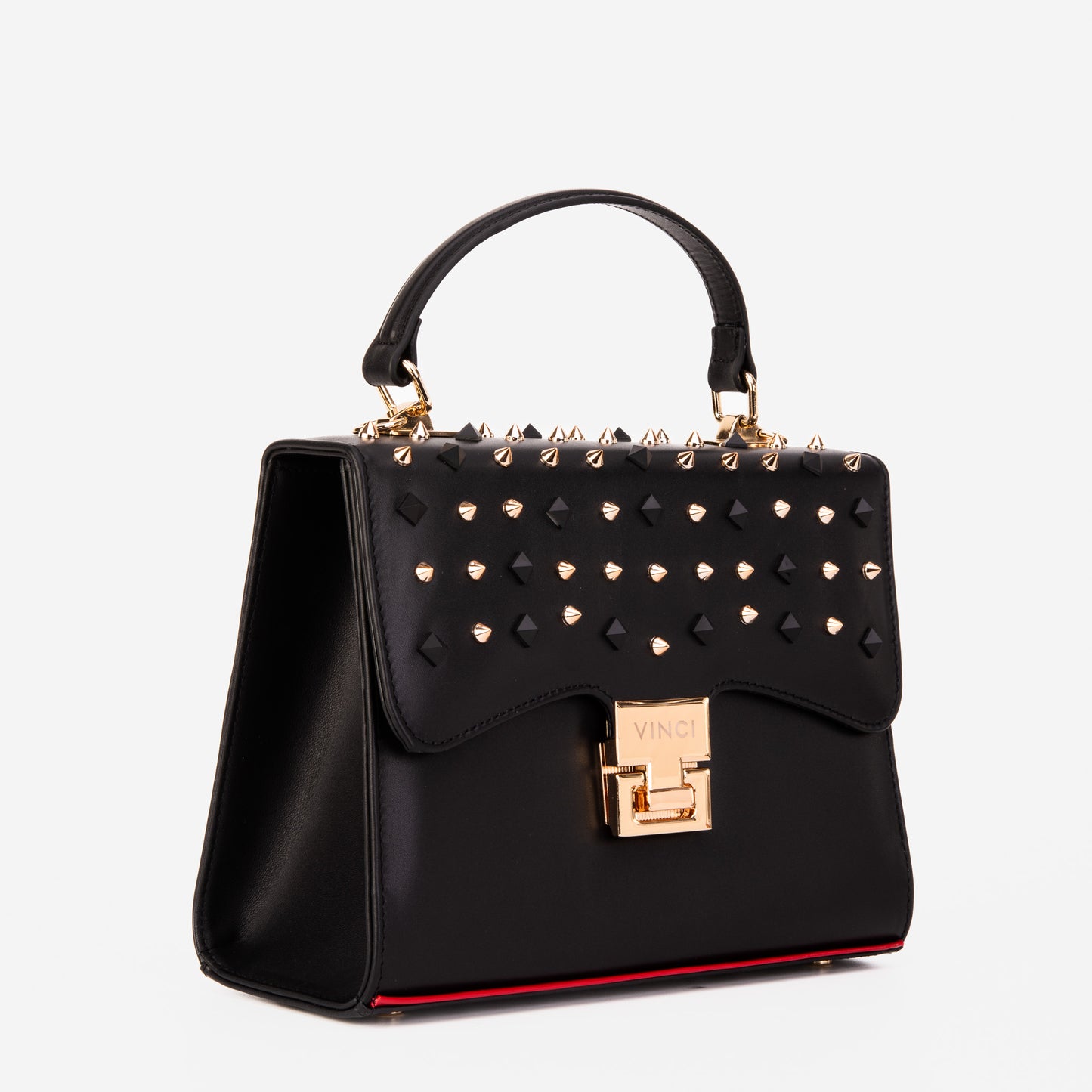 El bolso de mano Infanta de piel con pinchos negros
