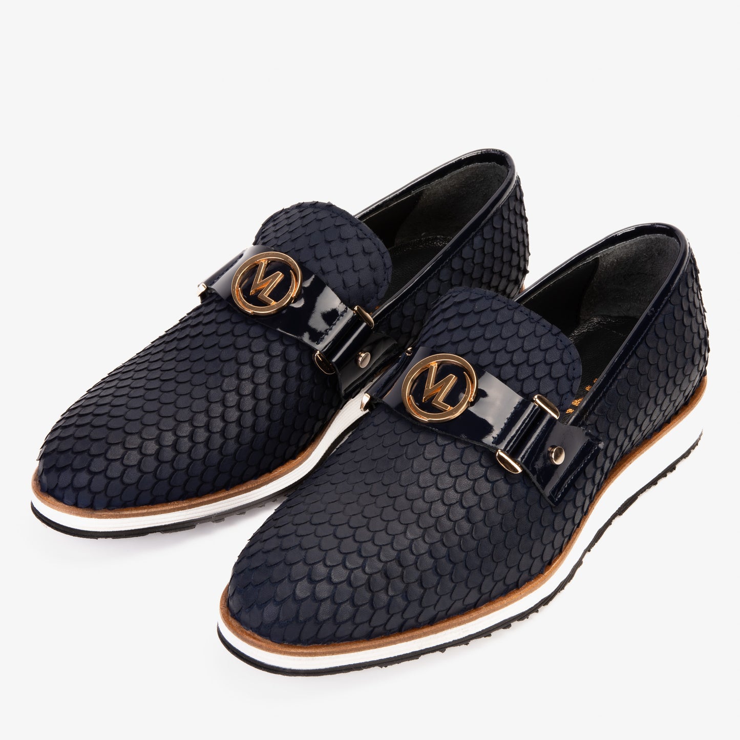 Los Zapatos Mocasines Casuales para Hombre de Cuero Azul Marino Legacy