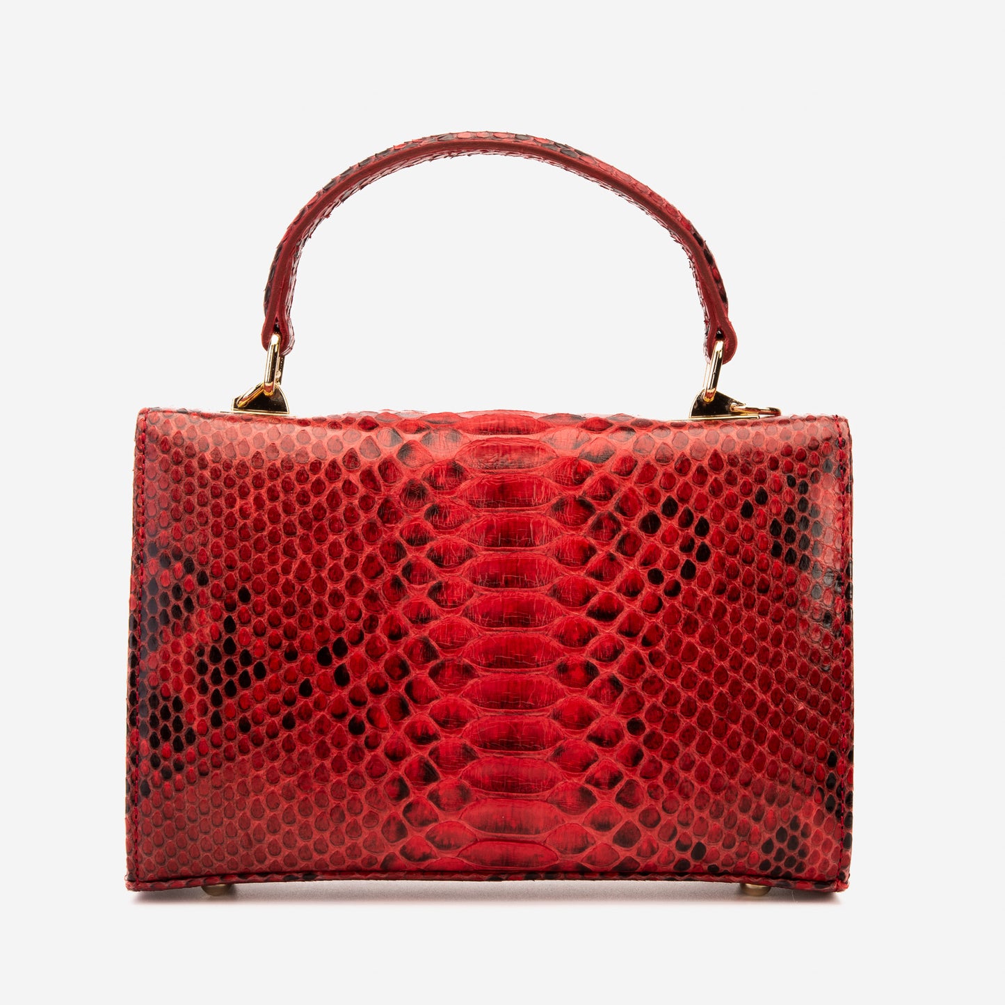 El bolso de mano de cuero de pitón rojo Queen