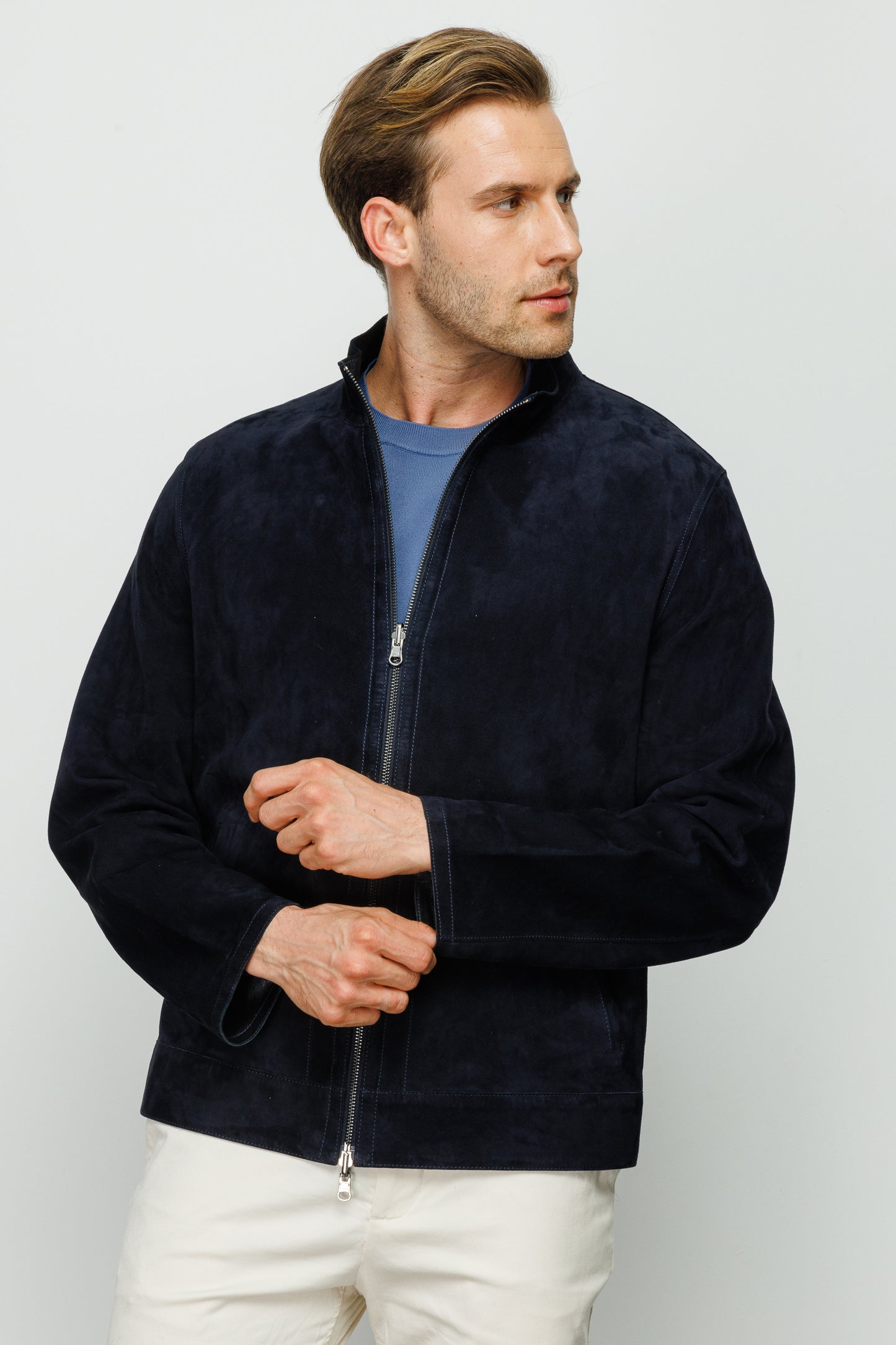 La chaqueta de cuero Alba Navy para hombre
