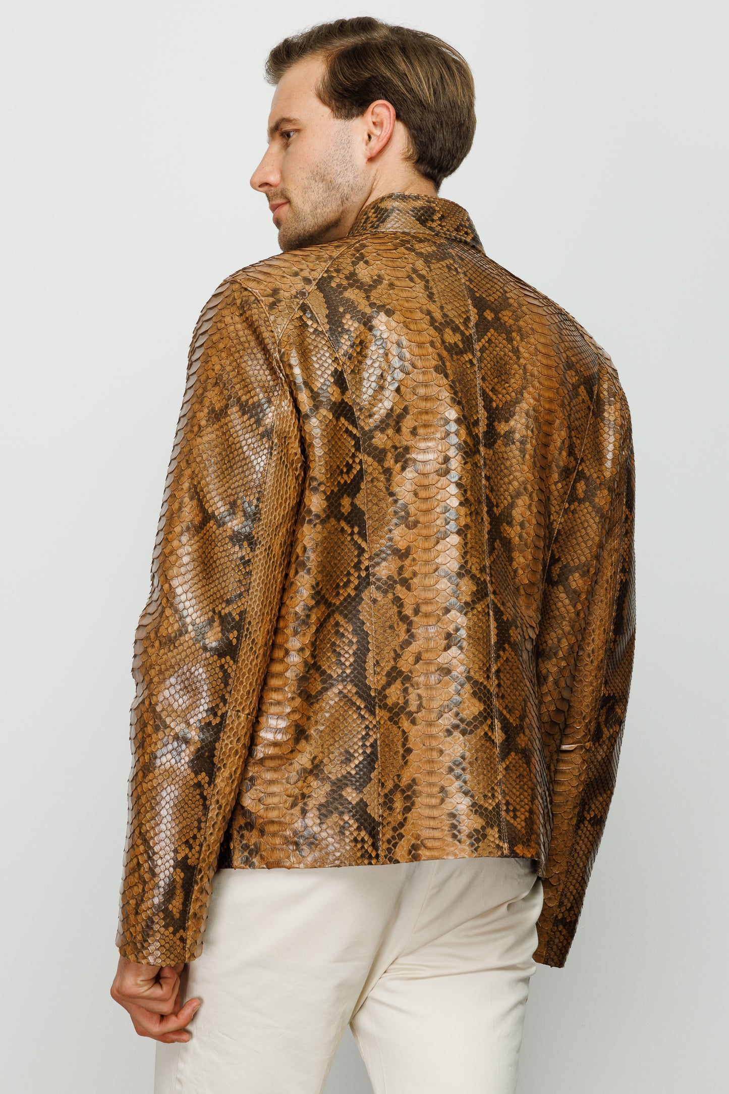 Chaqueta de cuero para hombre Boss Python Tan