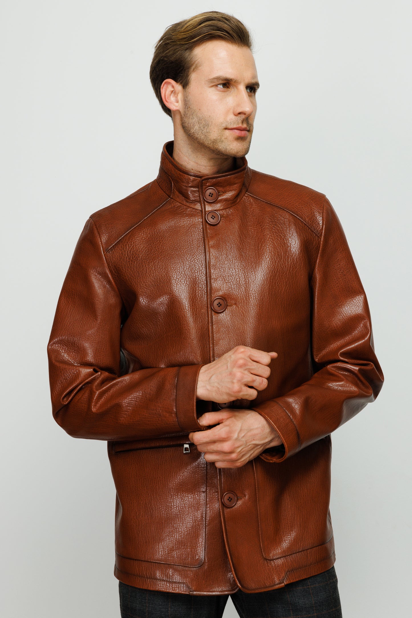 La chaqueta de cuero marrón Barclay para hombre