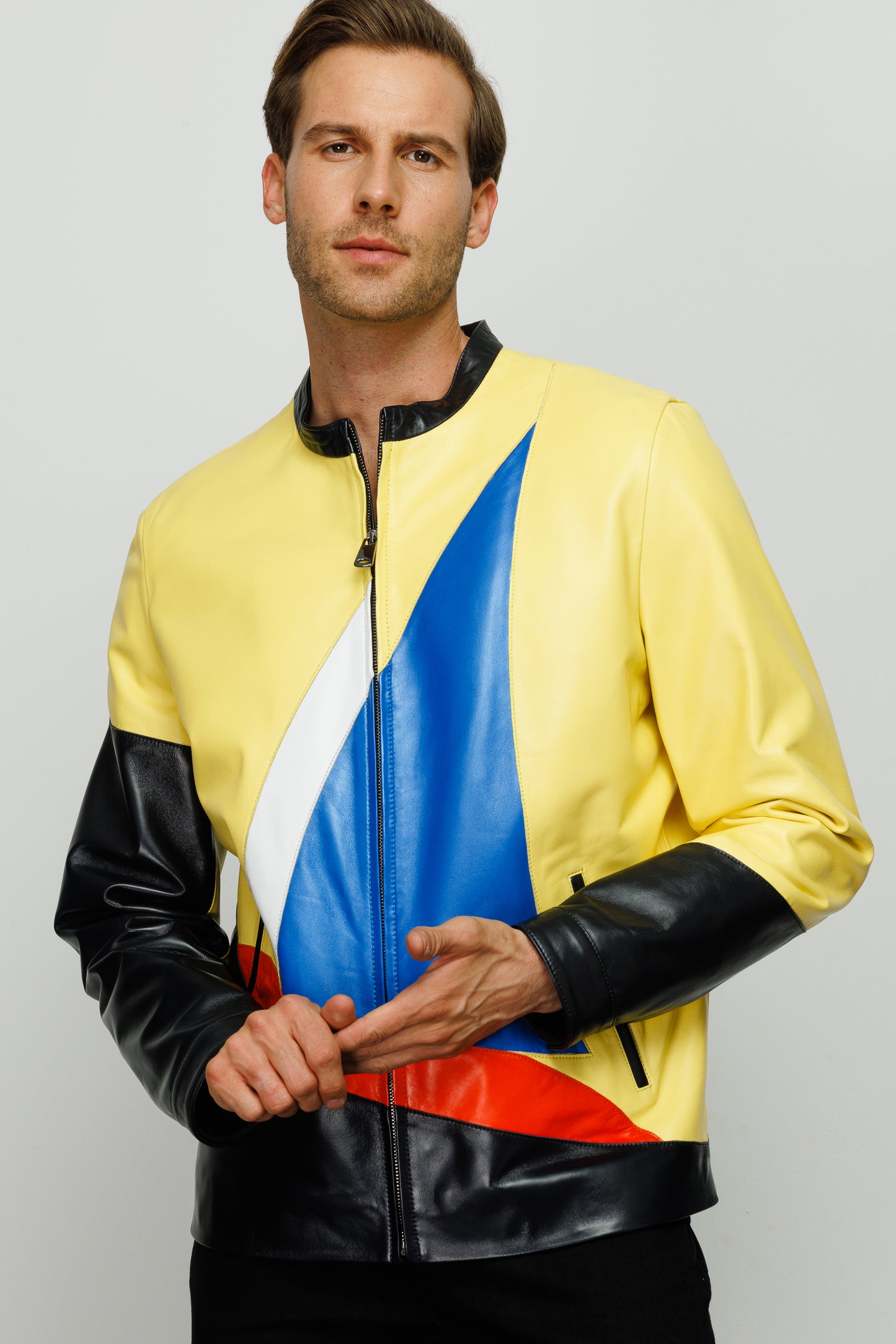 La chaqueta de cuero amarilla Galt para hombre