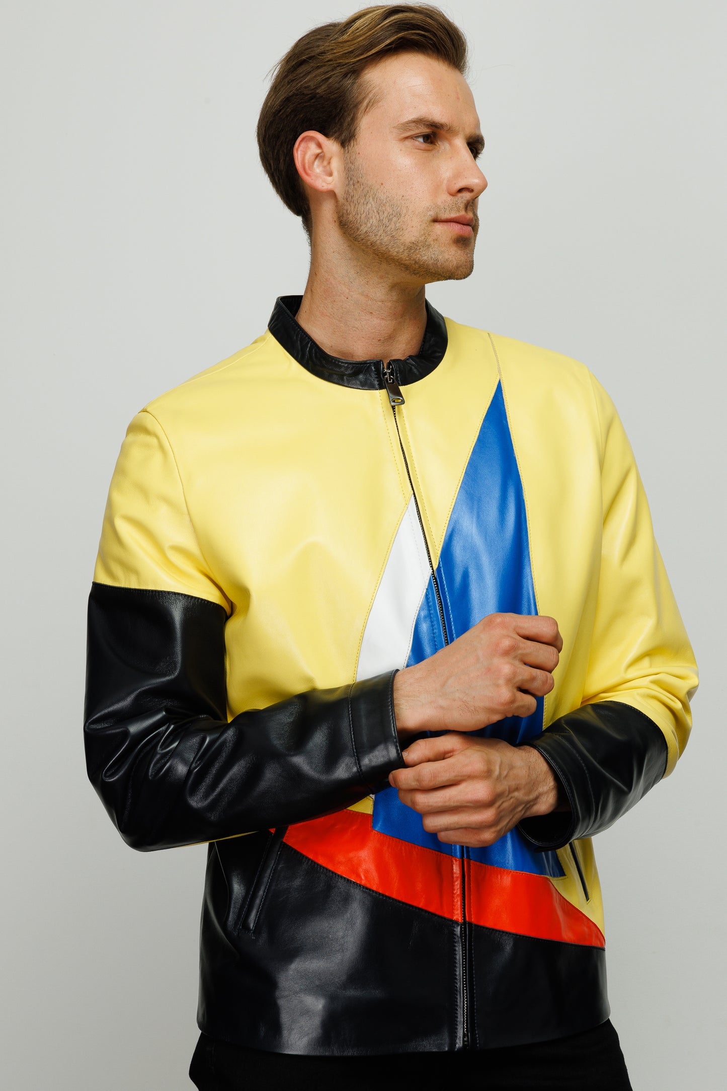 La chaqueta de cuero amarilla Galt para hombre