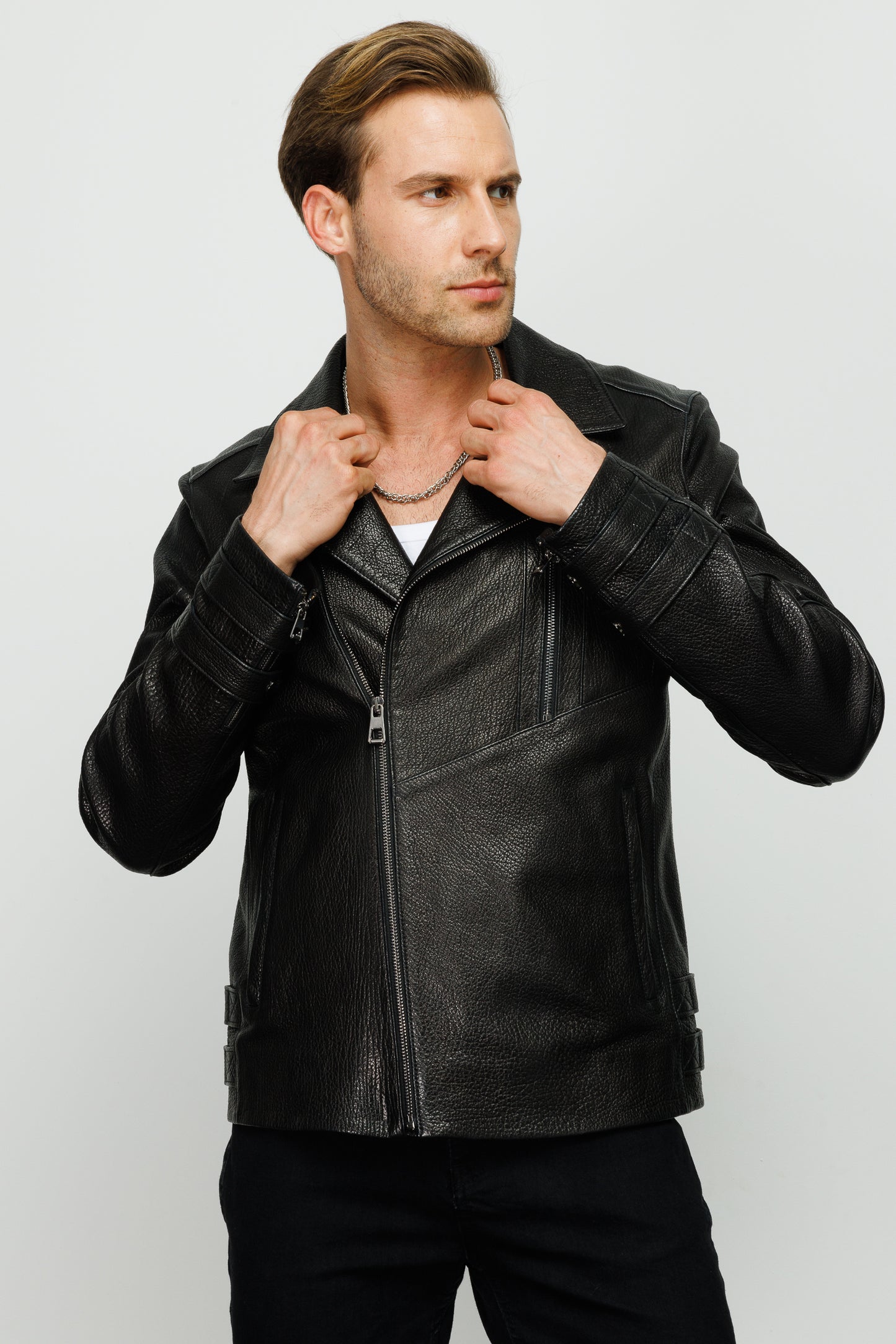 La chaqueta de cuero negra Monala para hombre