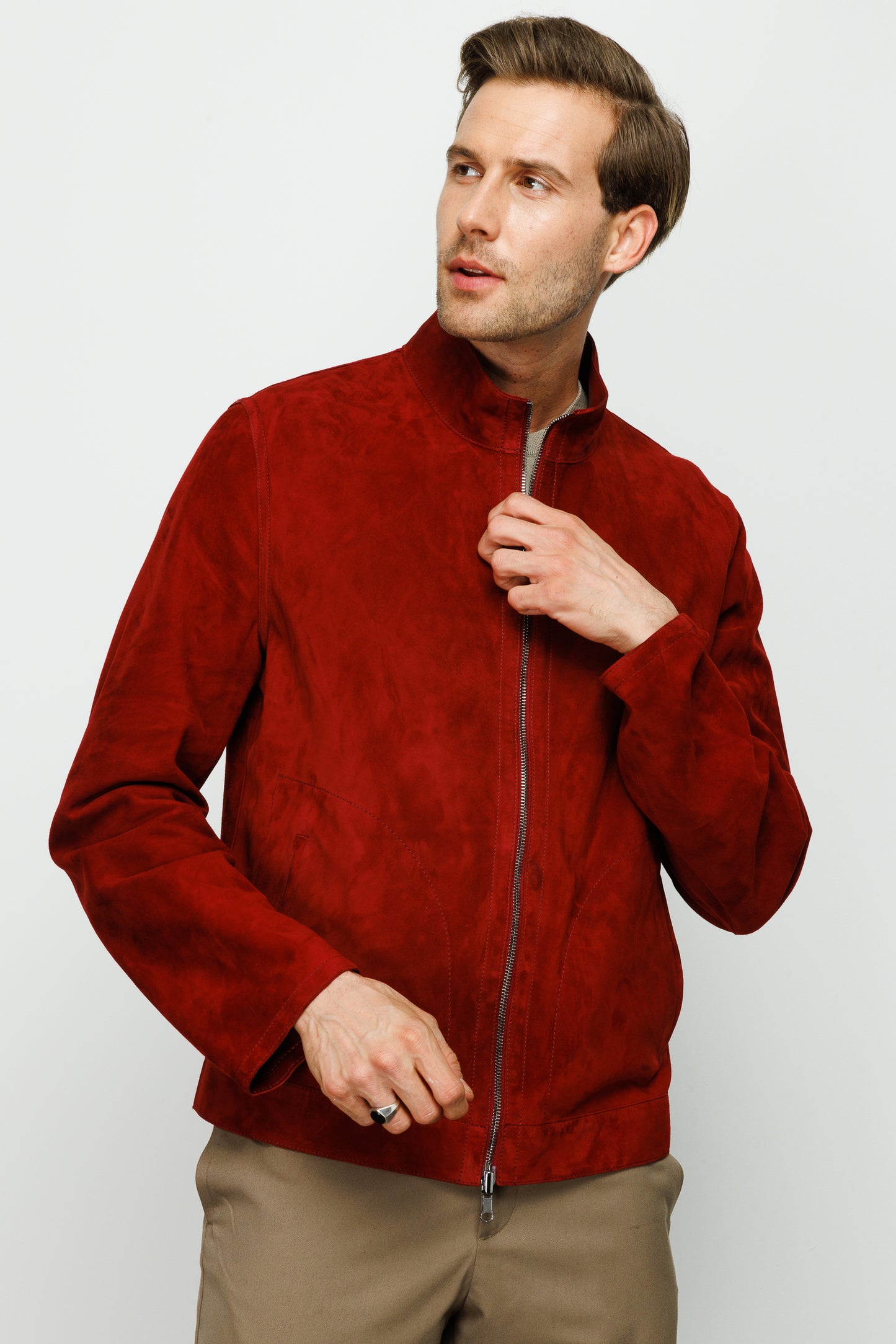 La chaqueta de cuero burdeos Alba para hombre