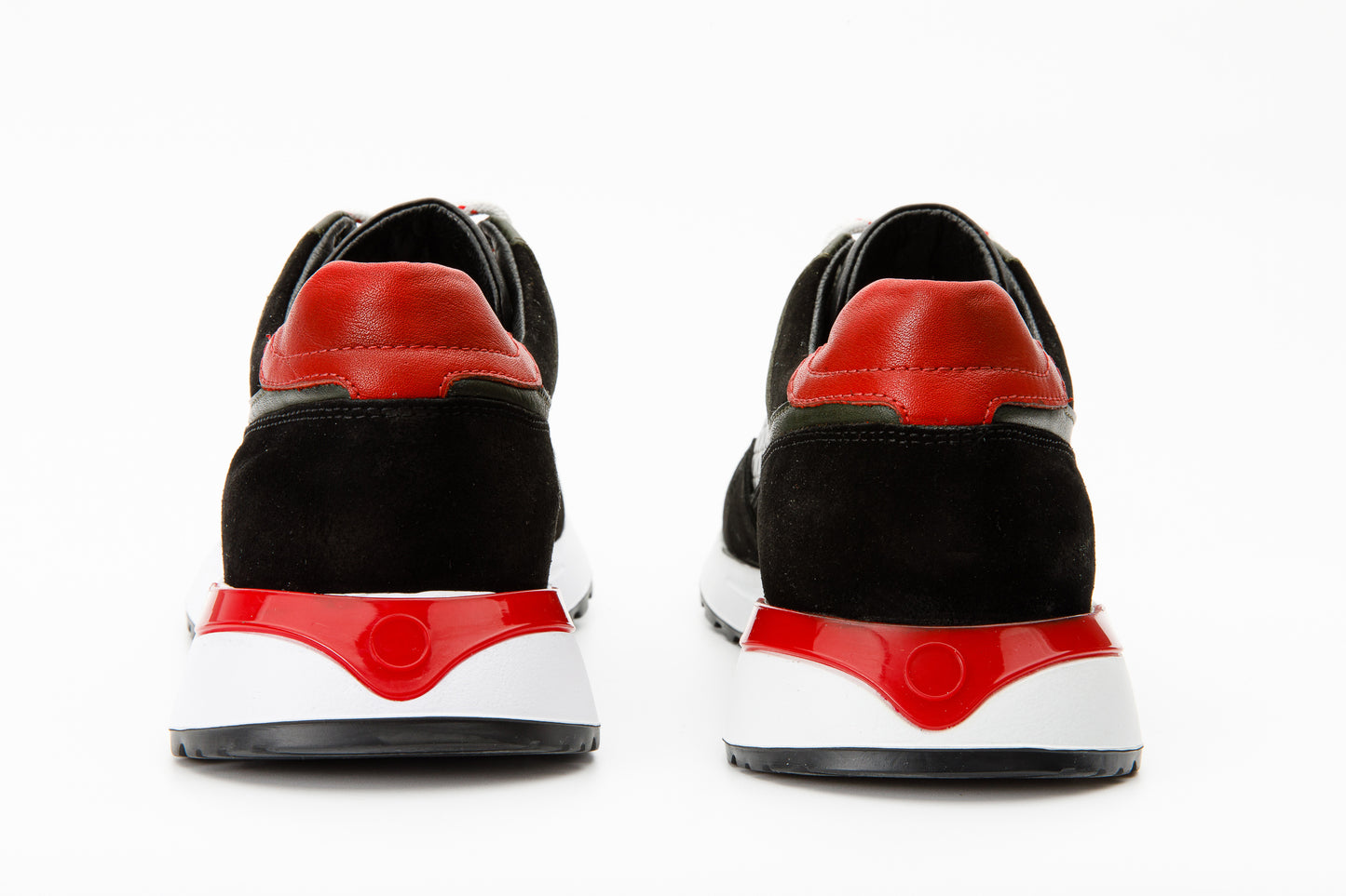 Zapatillas de cuero negras y rojas Rakka para hombre ¡Venta final!