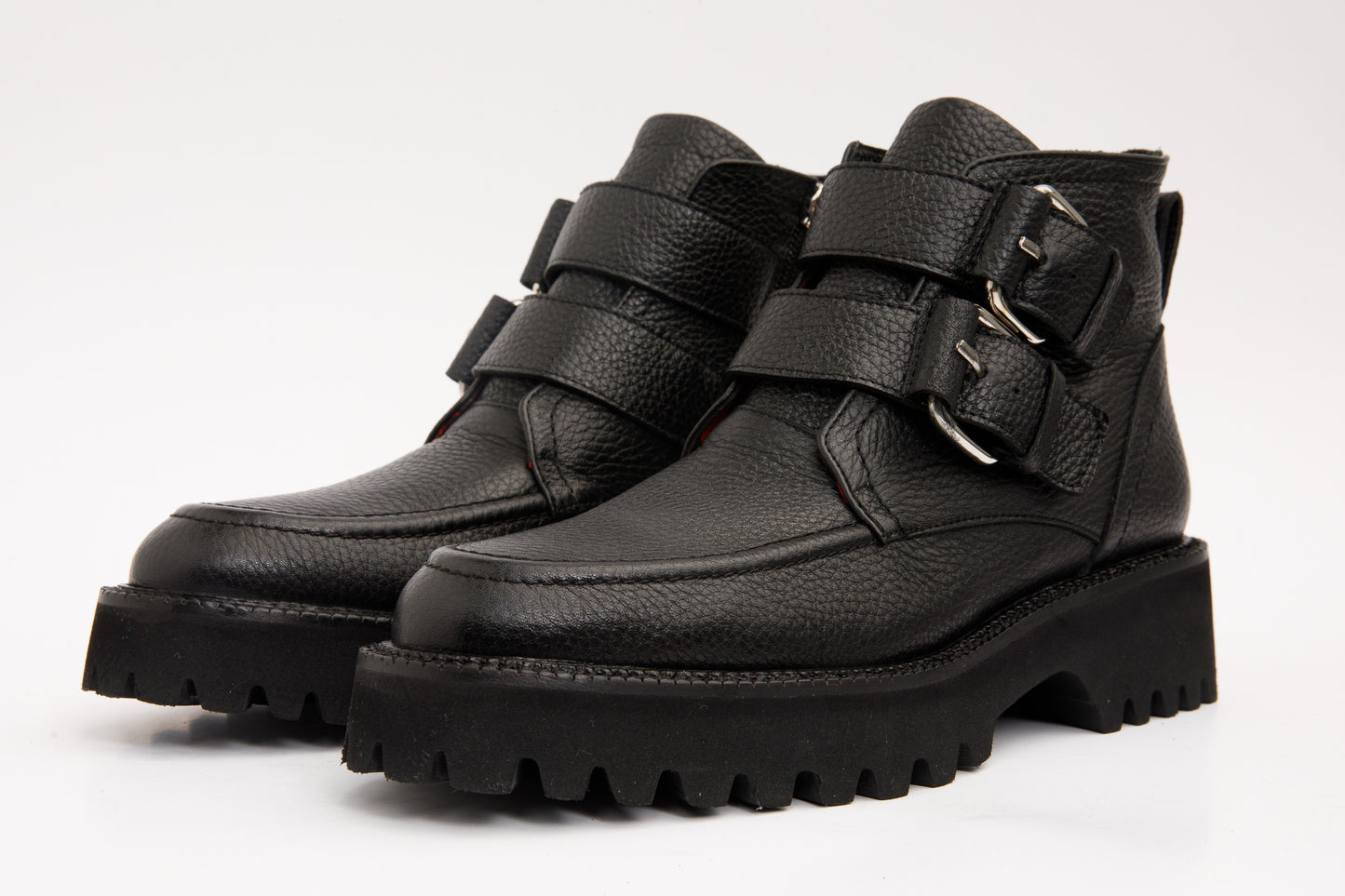 The Harry Black Leather Double Monk Ankle Women Boot Final Sale!