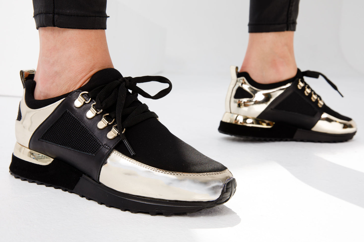 Zapatillas de deporte de piel dorada Emir para mujer, edición limitada