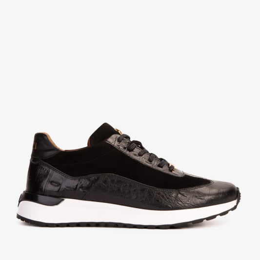 The Savamala Black Leather Men Sneaker