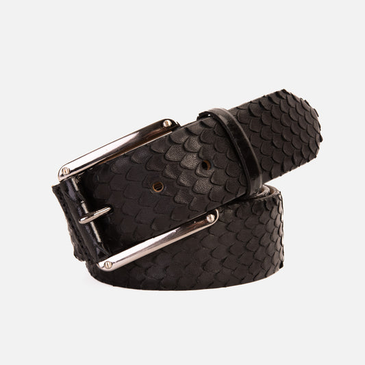 The Owl Black Leather Belt