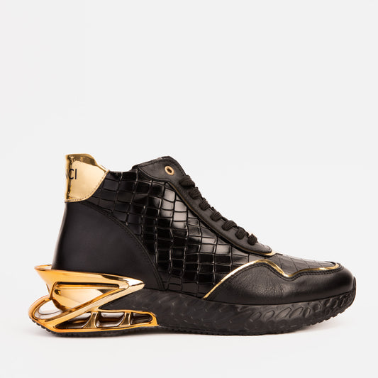 Bellagio Black & Gold High-Top Men Sneaker Boot