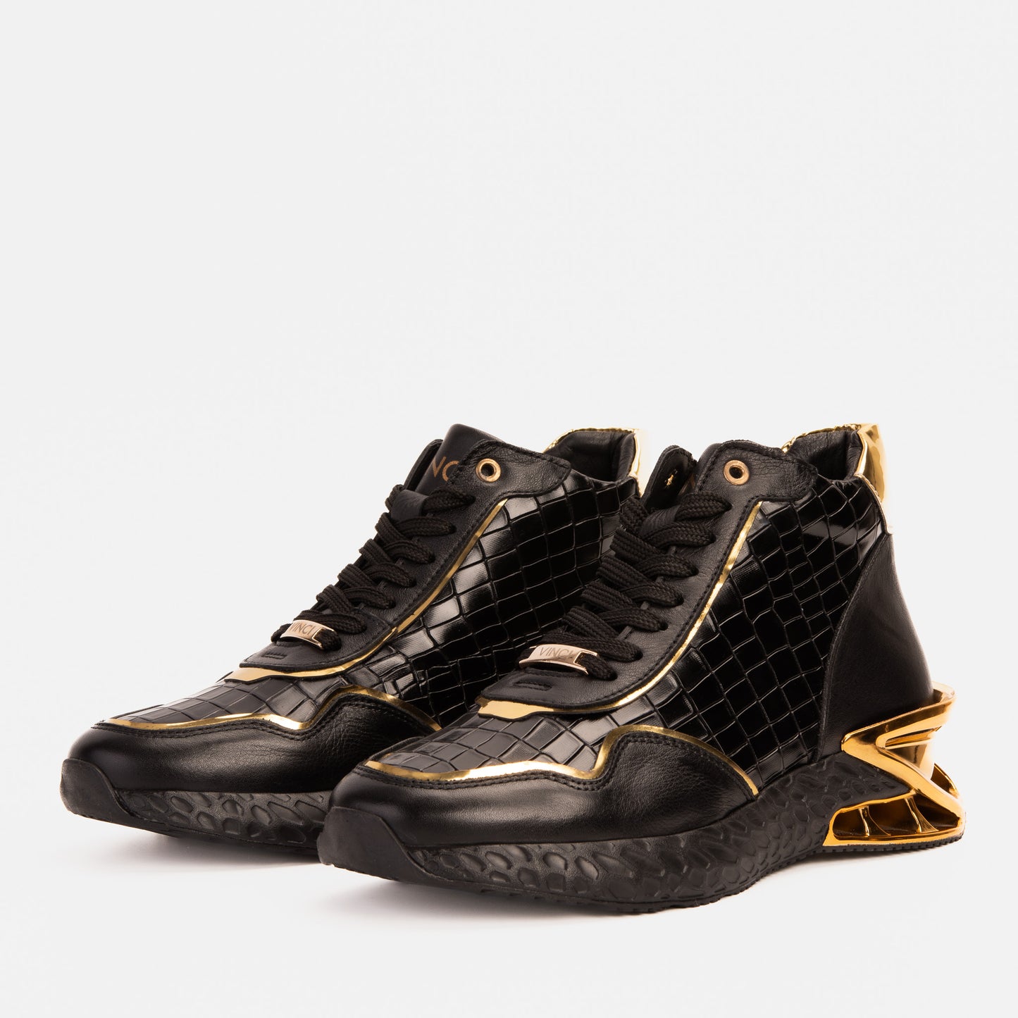 Zapatillas altas negras y doradas Bellagio para hombre