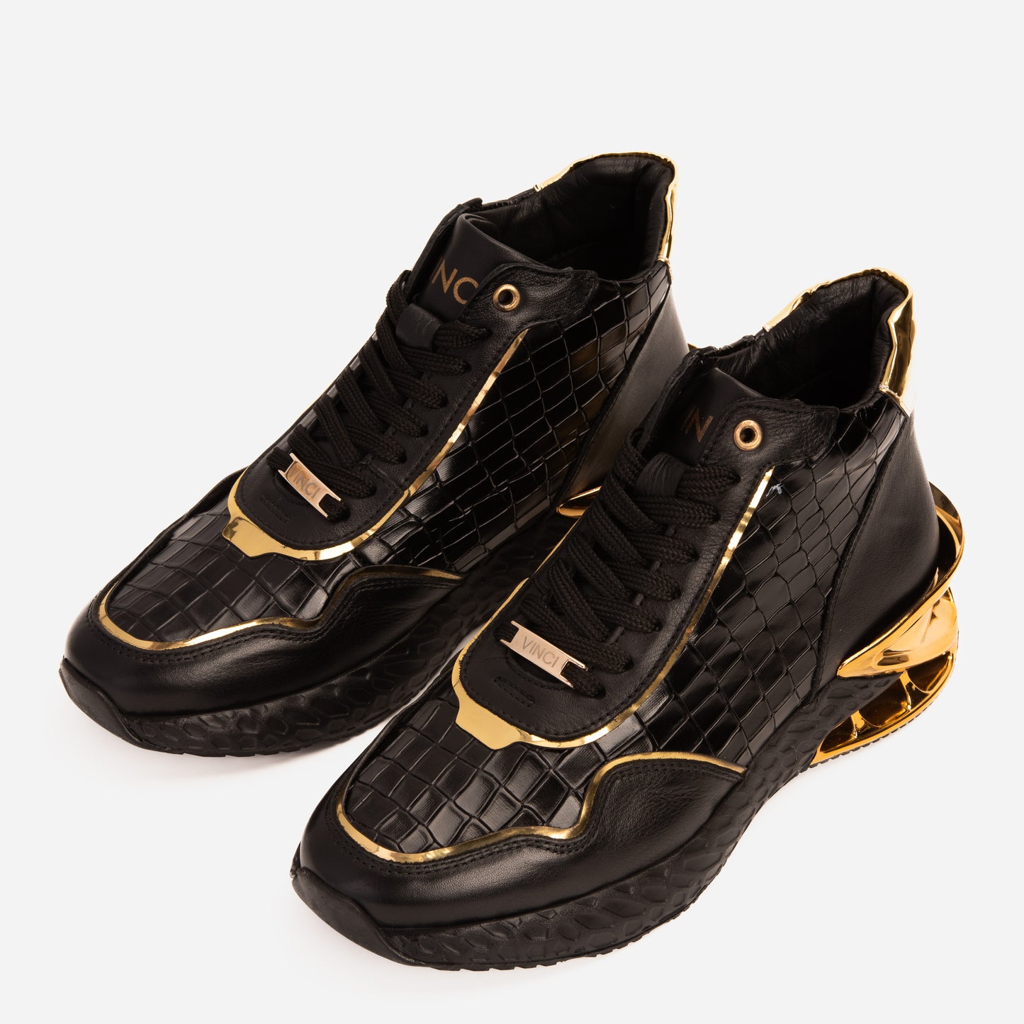 Zapatillas altas negras y doradas Bellagio para hombre
