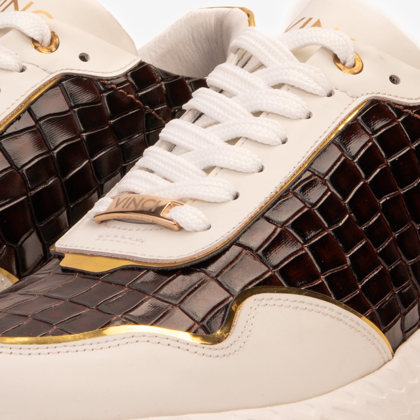 The Bellagio White & Gold Leather Men Sneaker