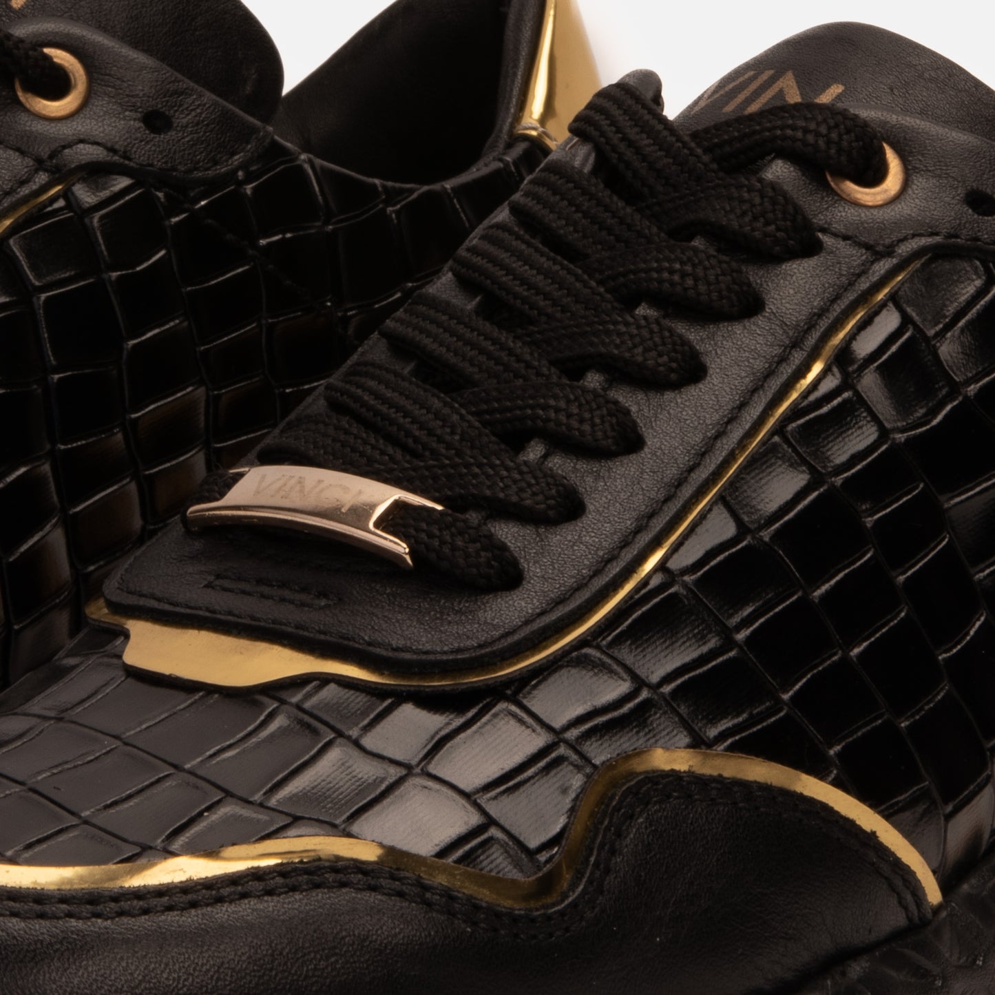 The Bellagio Black & Gold Leather Men Sneaker