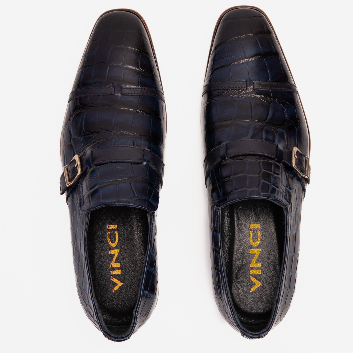 The Strat Single Monk Strap Cap Toe Navy Leather Handmade Men Shoe