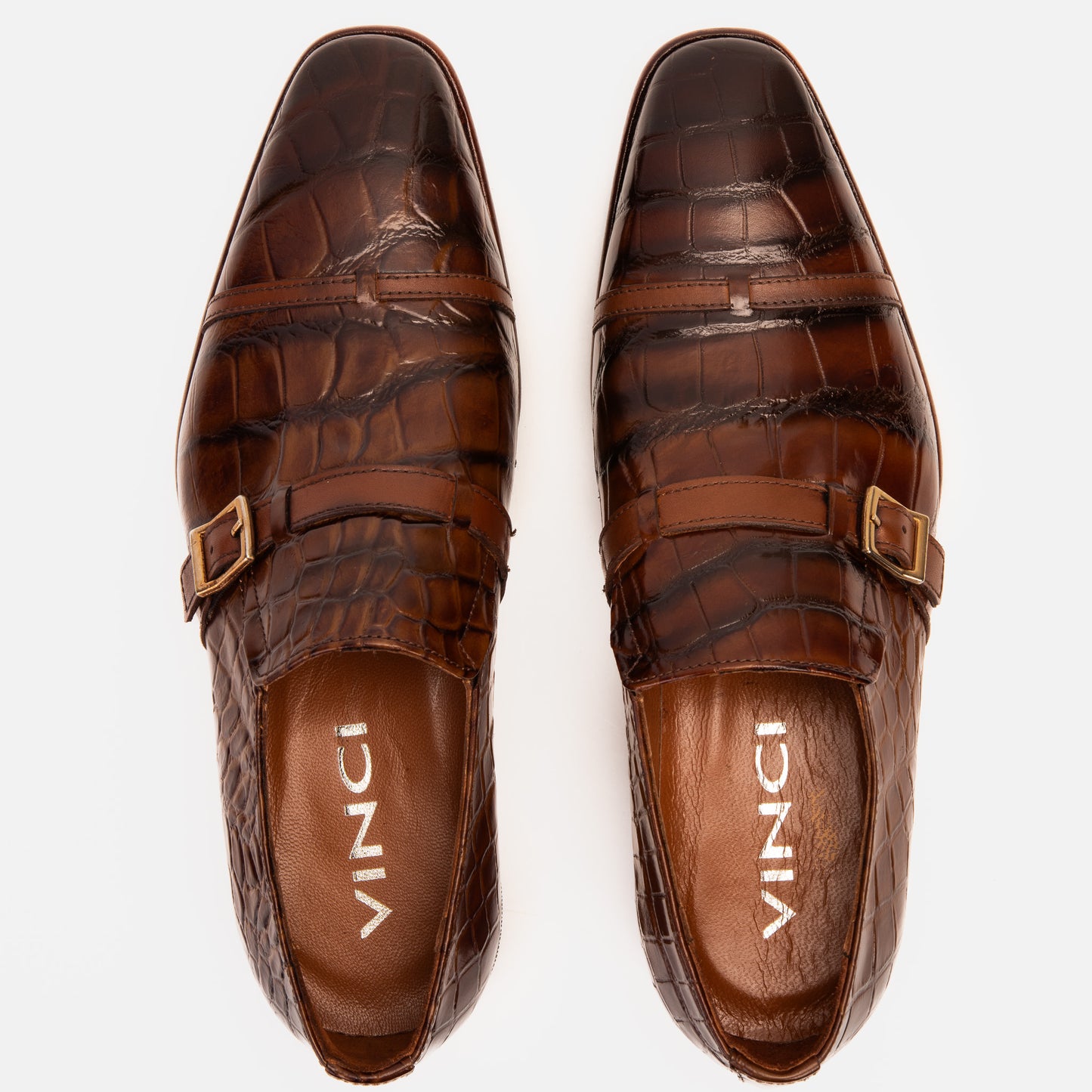 Zapato de hombre hecho a mano en cuero marrón con correa de monje simple Strat