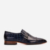 Zapato de hombre hecho a mano en cuero azul marino con correa de monje simple Strat