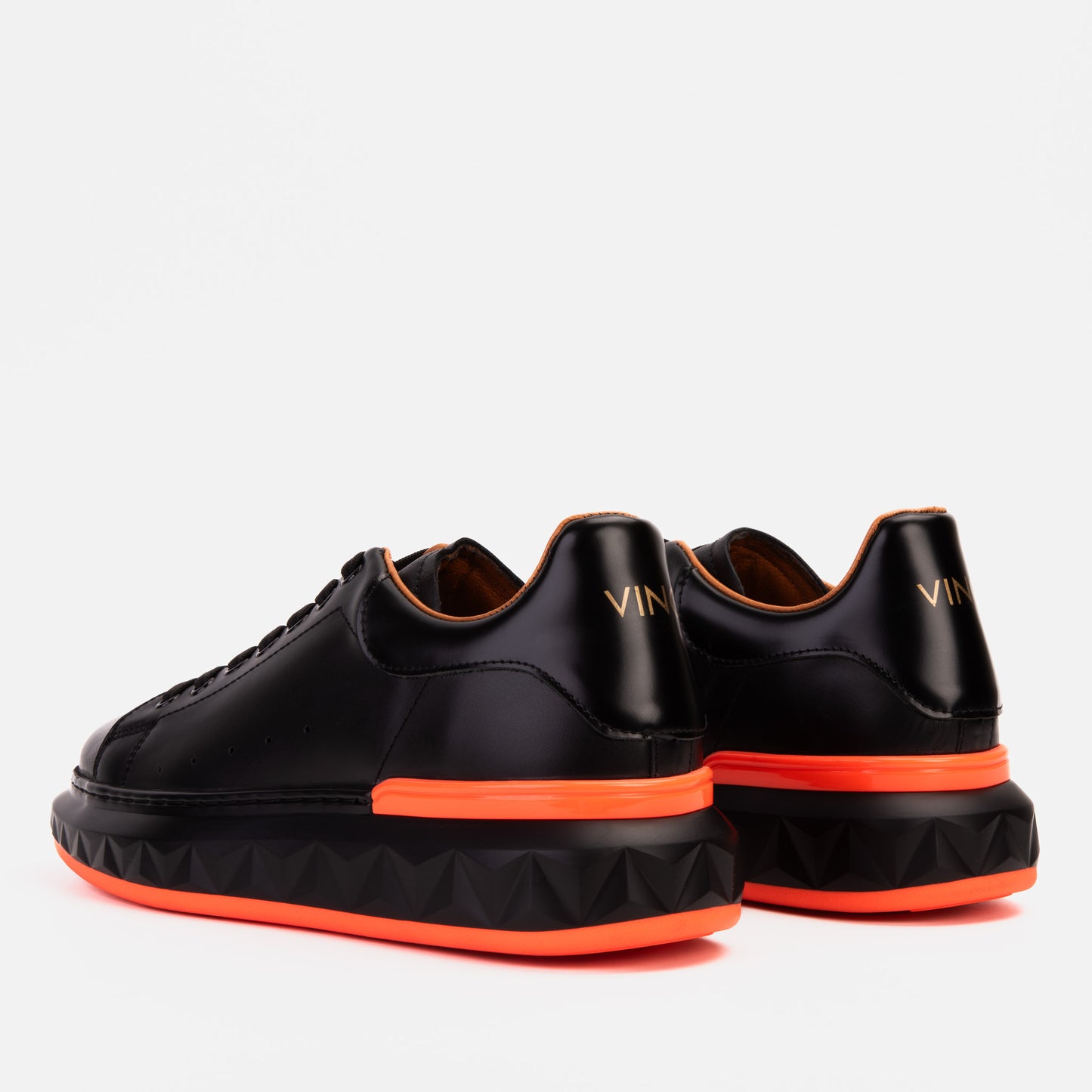 The Linq  Black & Orange Leather Men Sneaker