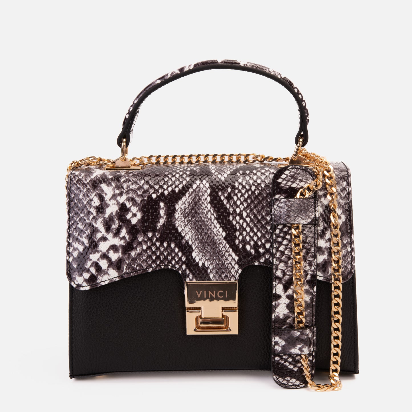 El bolso de mano de piel negra Venezia