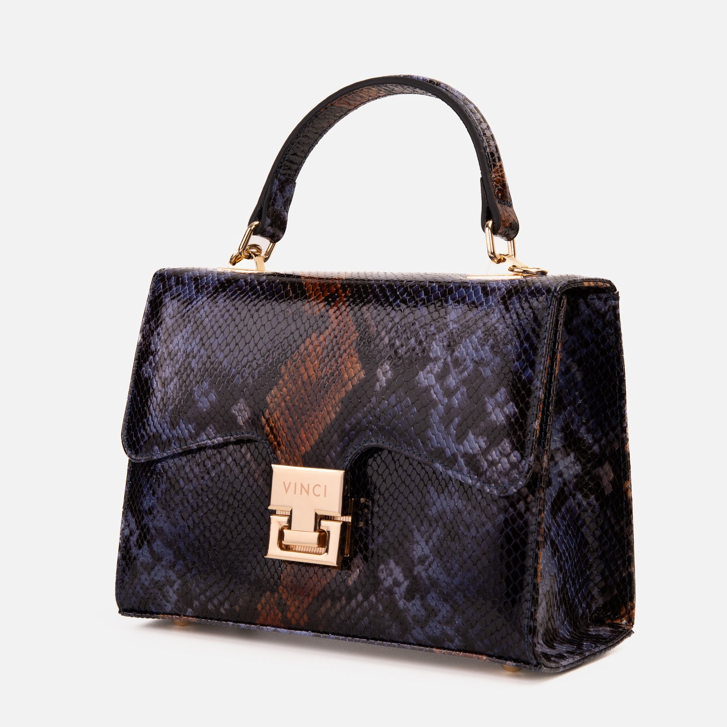 Bolso de mano Snk de piel azul marino Venezia