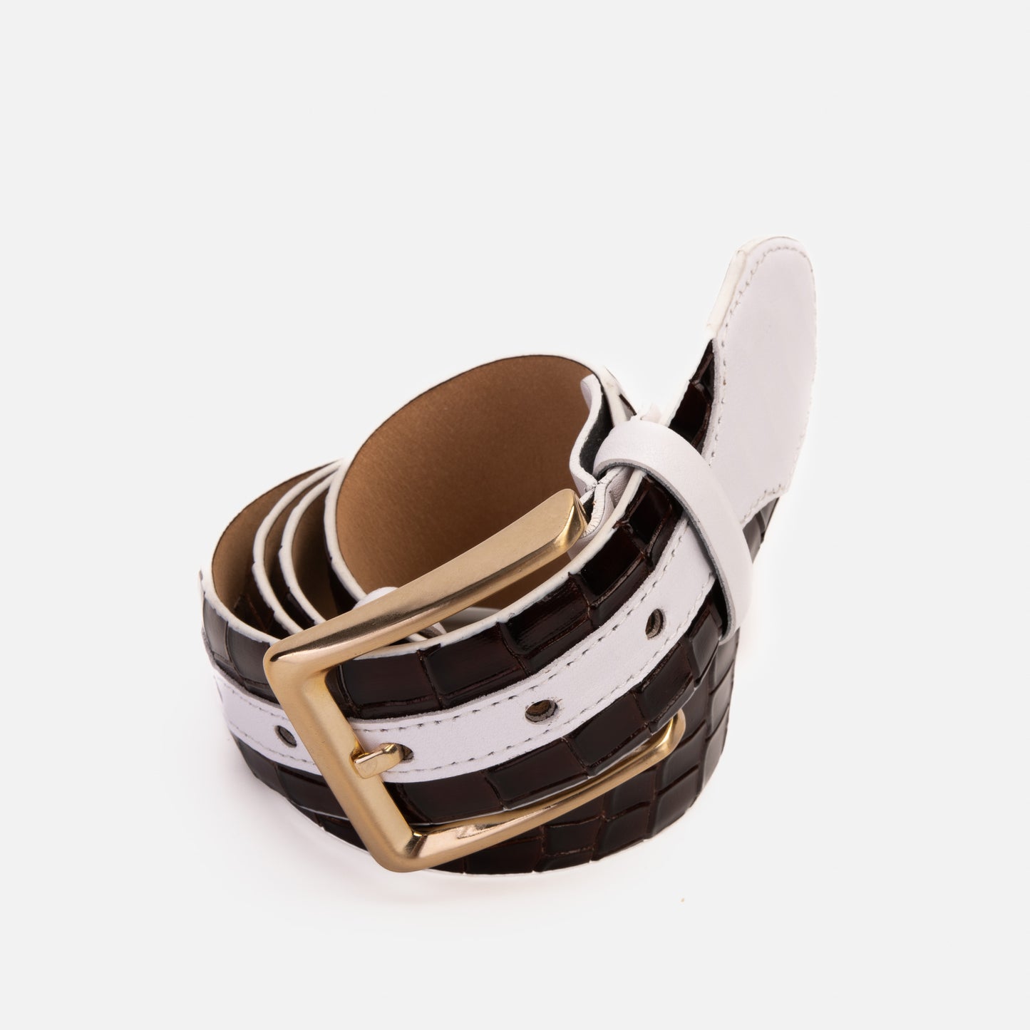 The Bellagio Brown & White Leather Belt