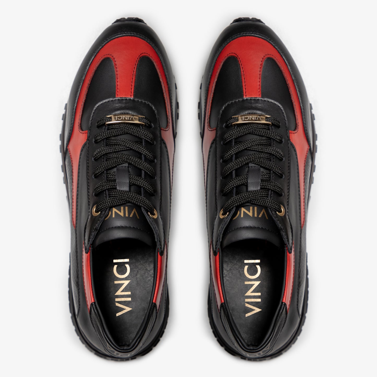 The Arda Black & Red Leather Men Sneaker