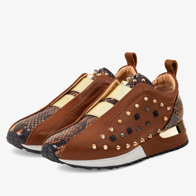 The Infanta Tan  Spike Leather Sneaker For Women Limited Edition