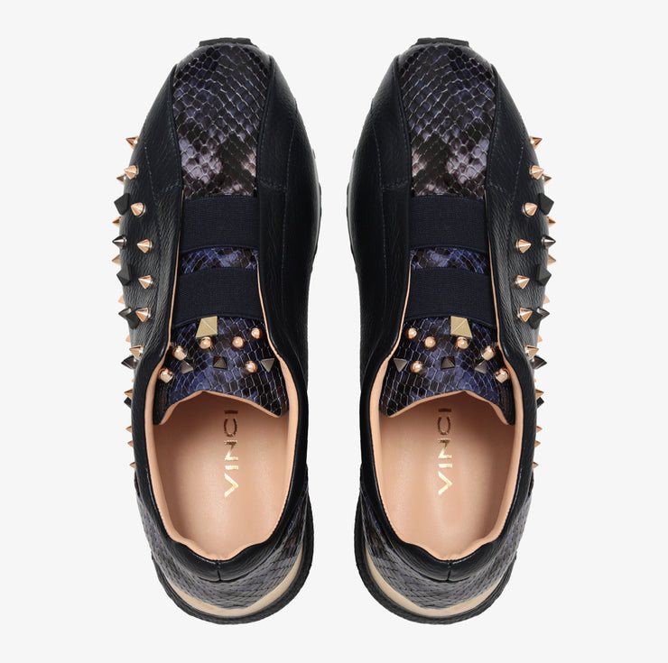 The Infanta Dark Blue Spike Leather Sneaker For Women Limited Edition