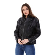 The Farragut Black Women Leather Jacket