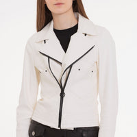 The Alomartes White Leather Women Jacket