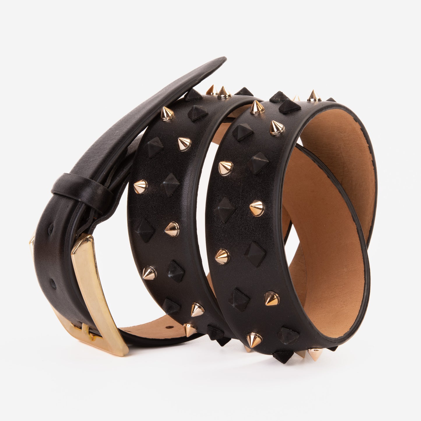 The Infanta Black Spike Leather Belt