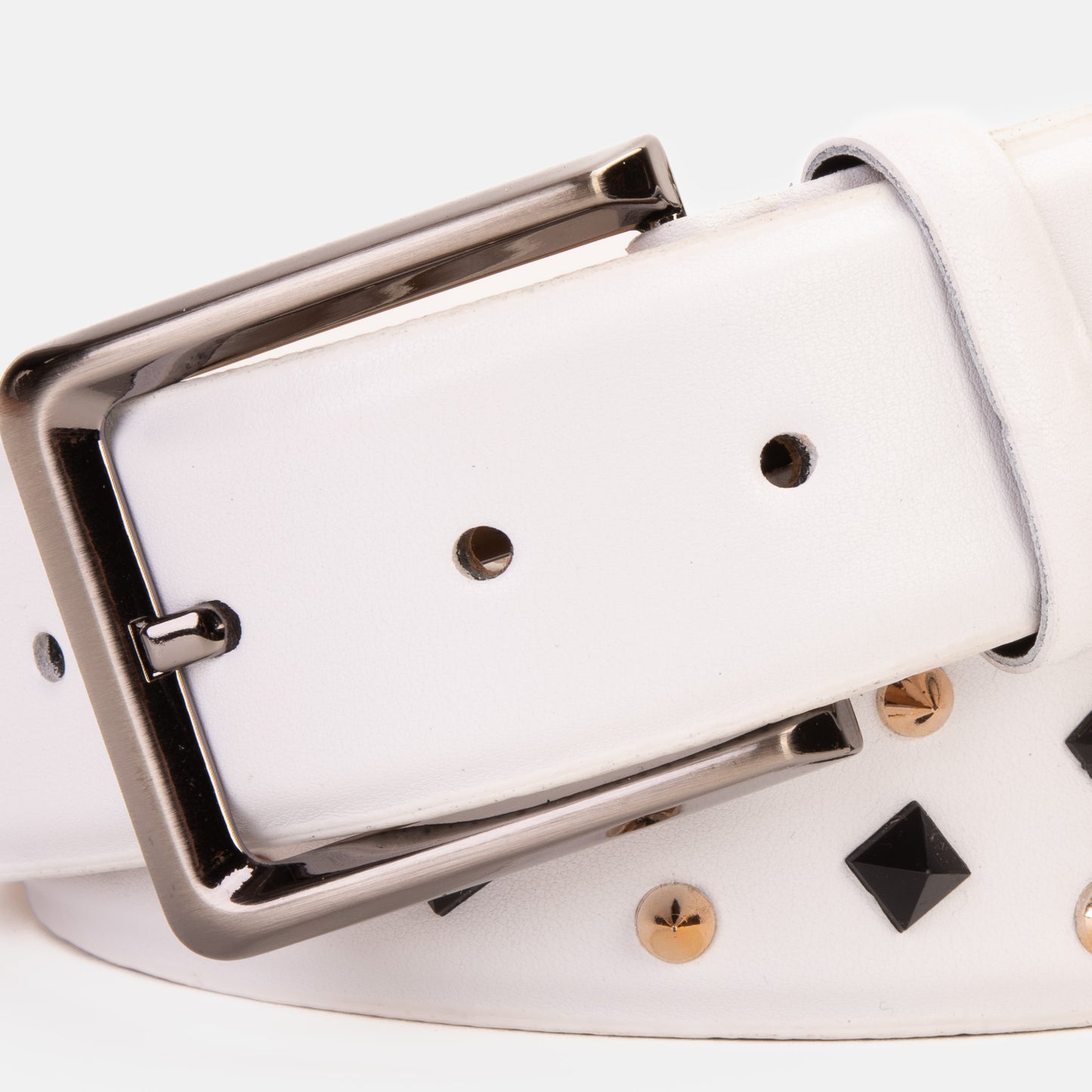 The Infanta White Spike Leather Belt