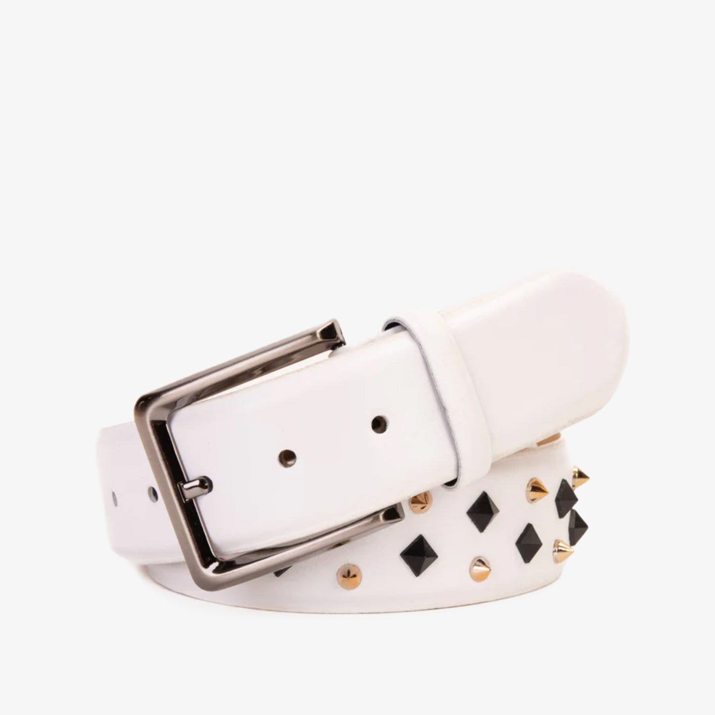 The Infanta White Spike Leather Belt