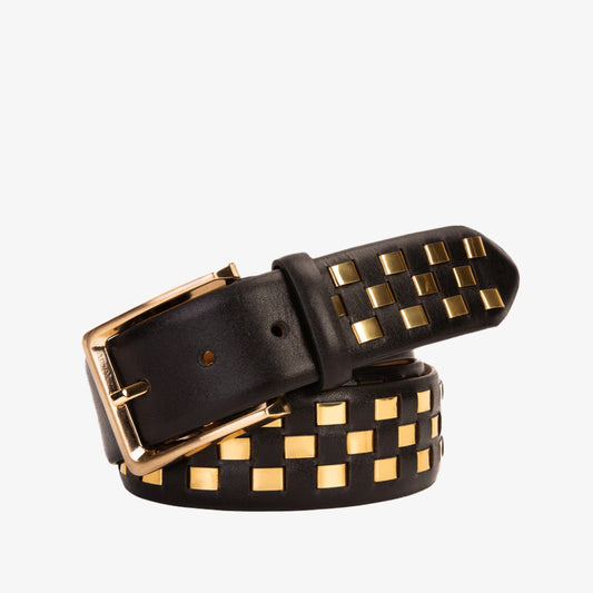 The Messina Black & Gold Woven Leather Belt