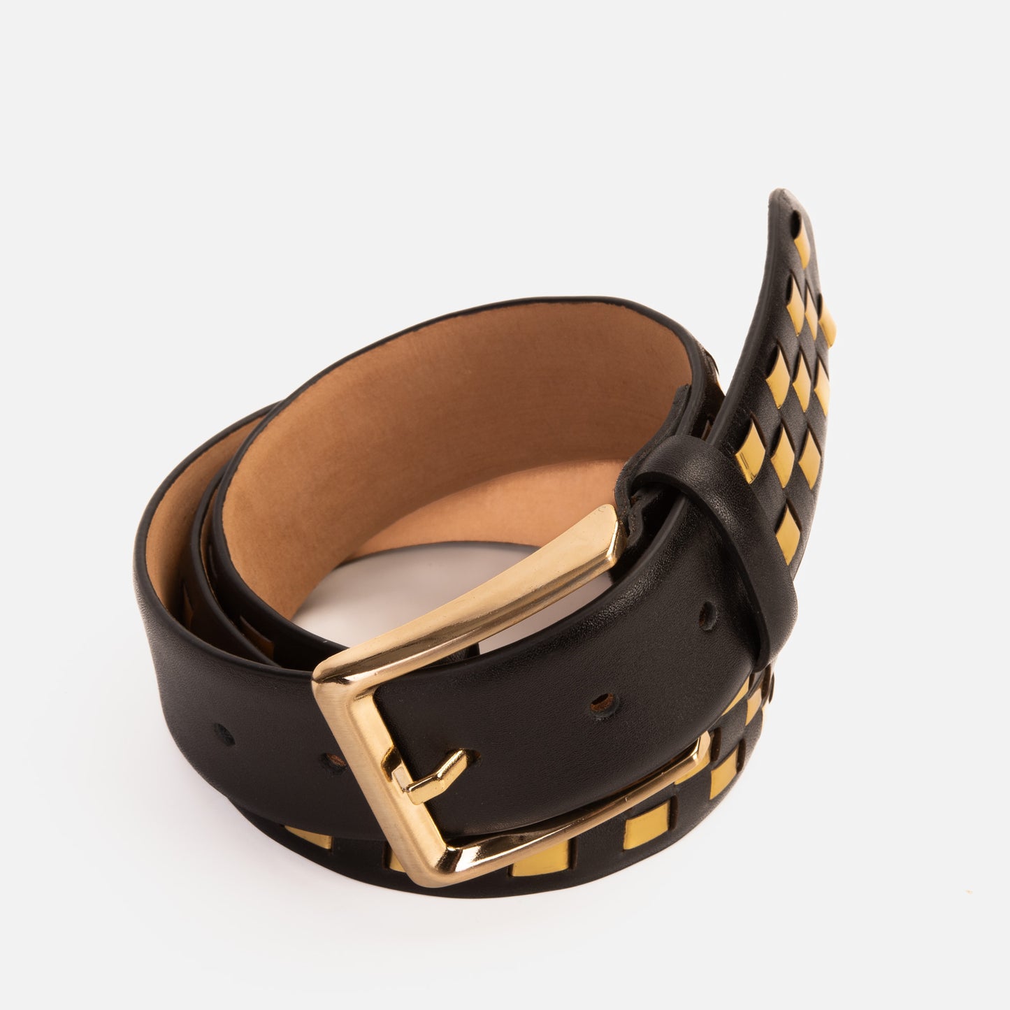 The Mackenzie Black & Gold Woven Leather Belt