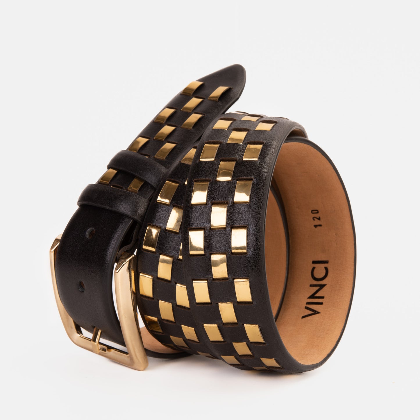 The Messina Black & Gold Woven Leather Belt