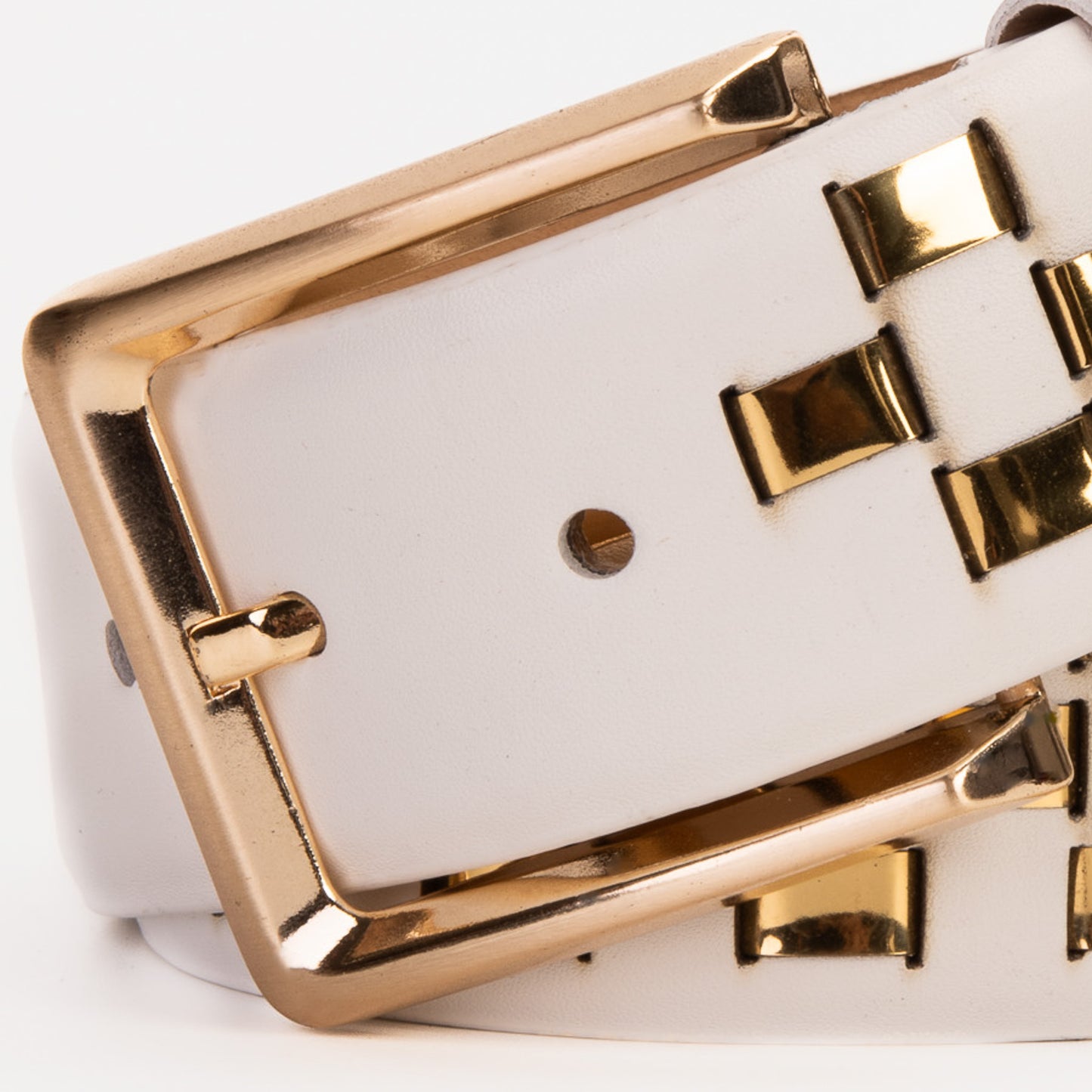 The Mackenzie White & Gold Woven Leather Belt