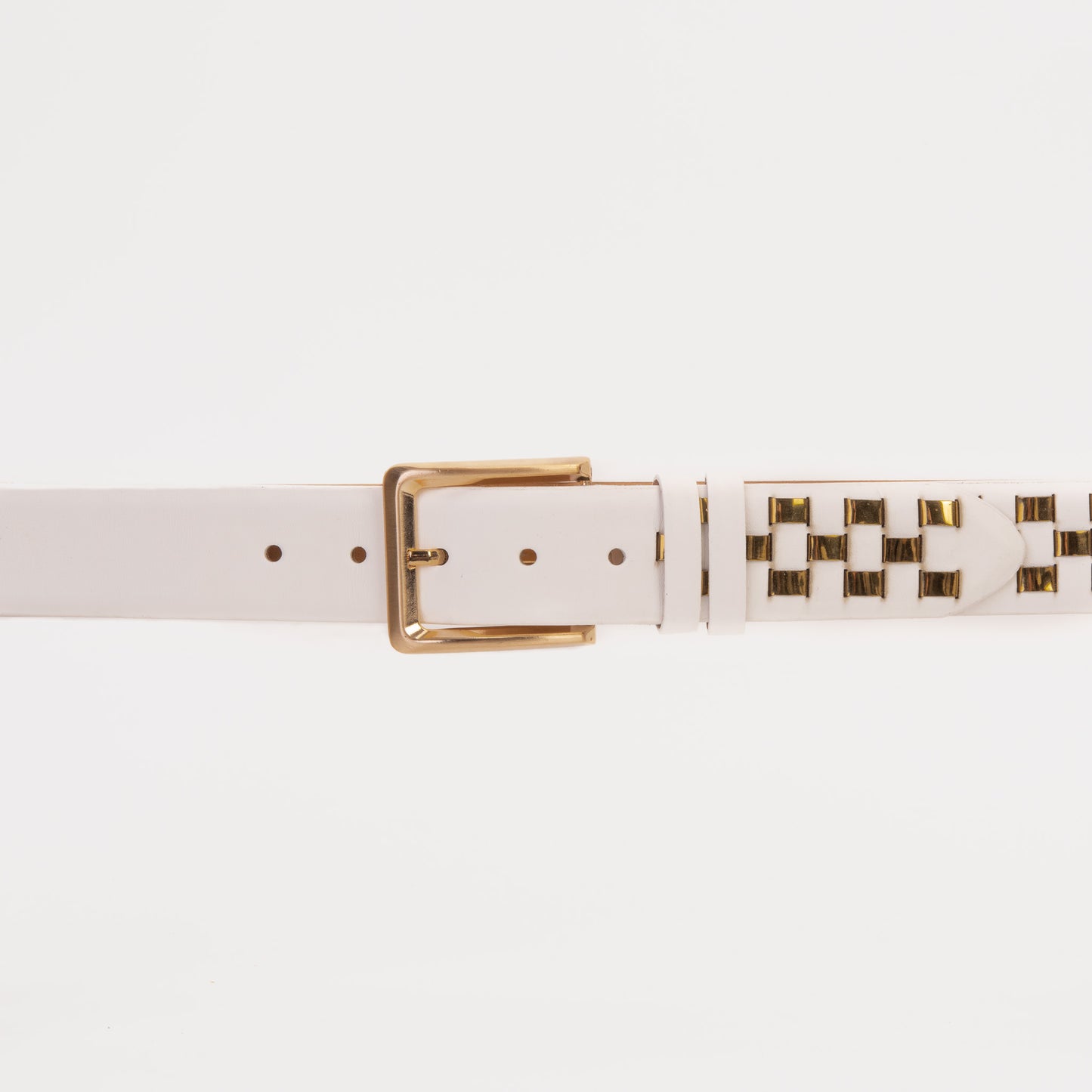 The Messina White & Gold Woven Leather Belt