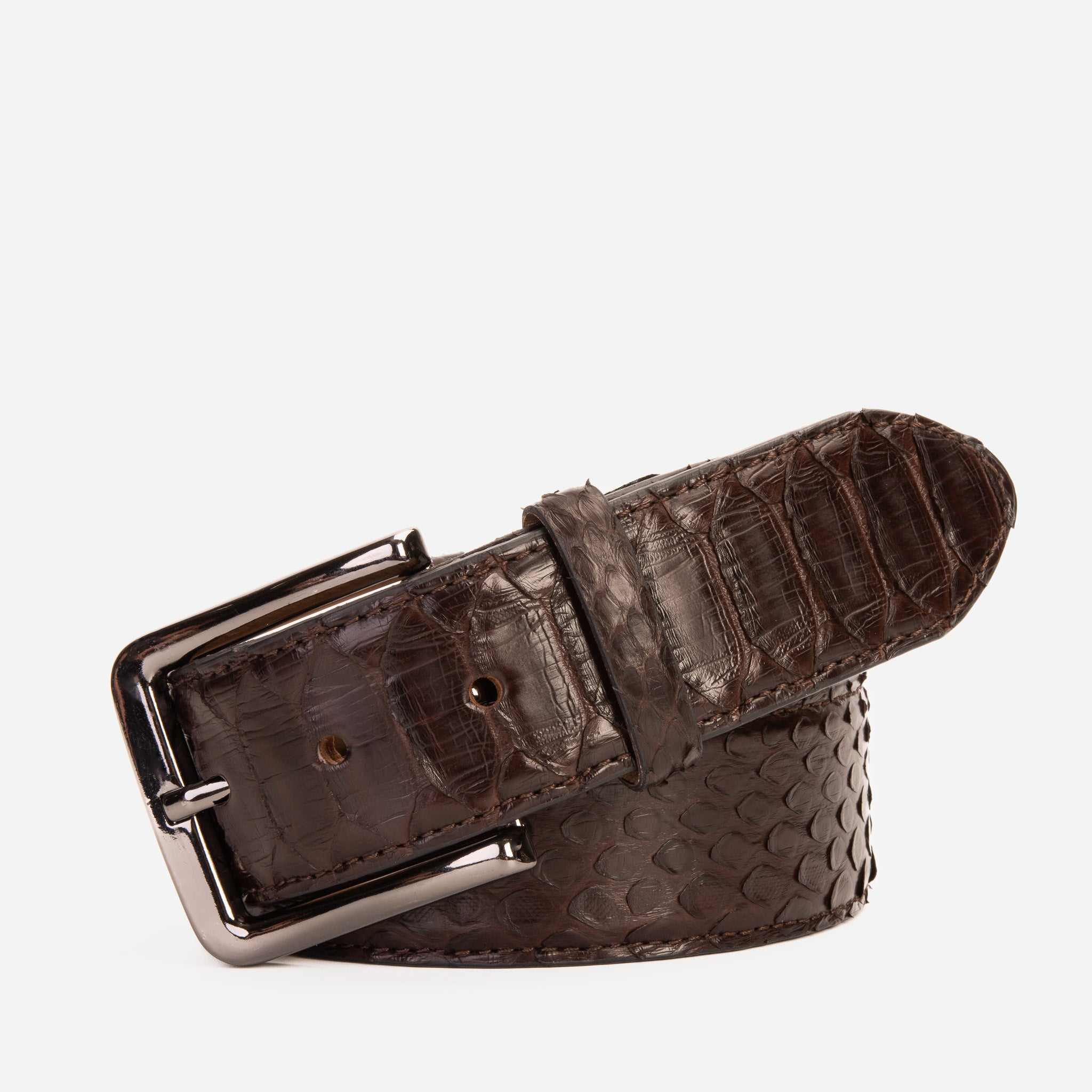 The Boss Brown python Sneak  Leather Leather Belt
