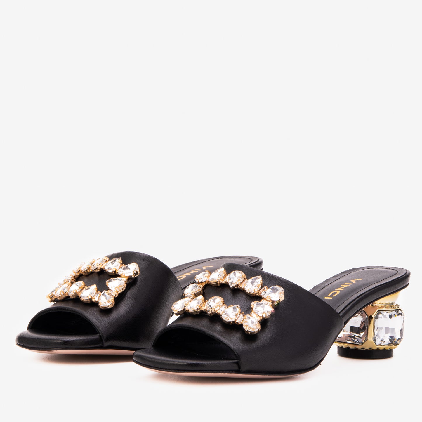 The Noctara Black Crystal Heel Women Sandal