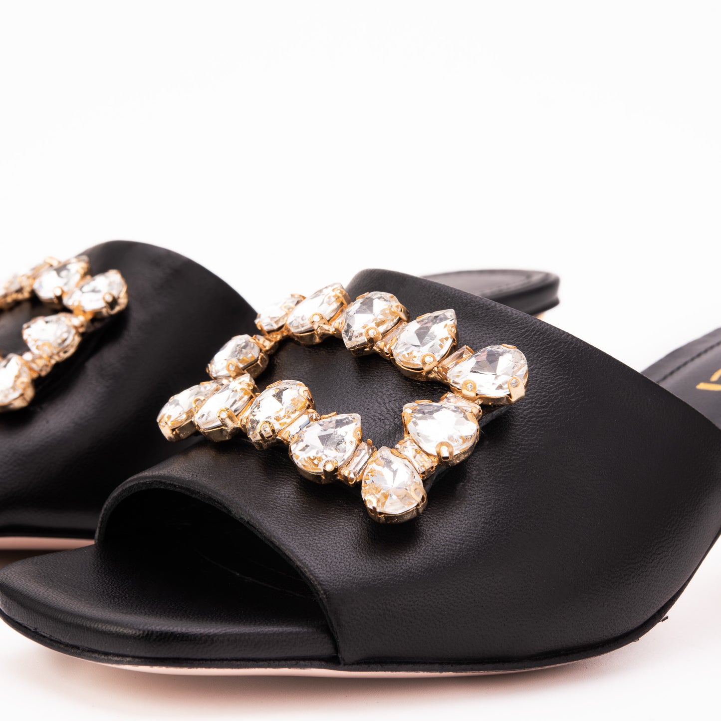 The Noctara Black Crystal Heel Women Sandal