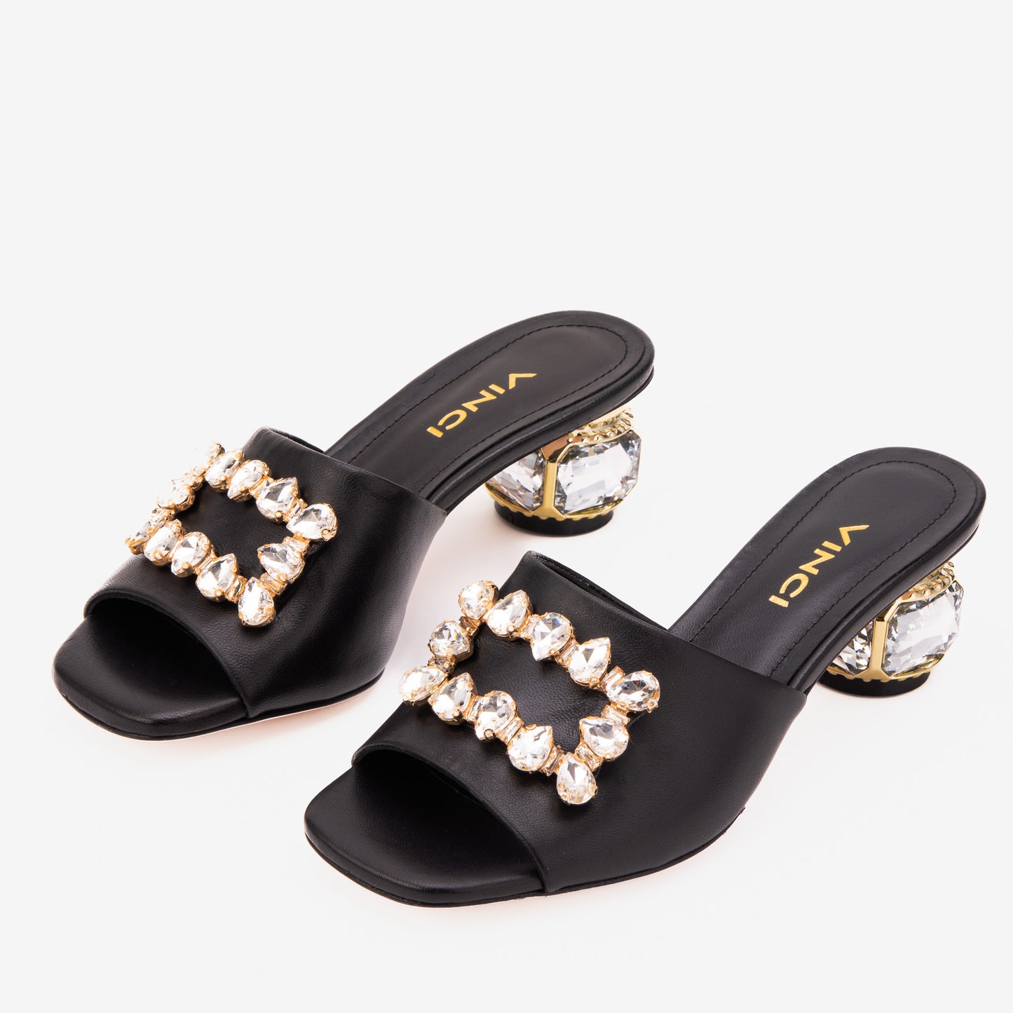 The Noctara Black Crystal Heel Women Sandal