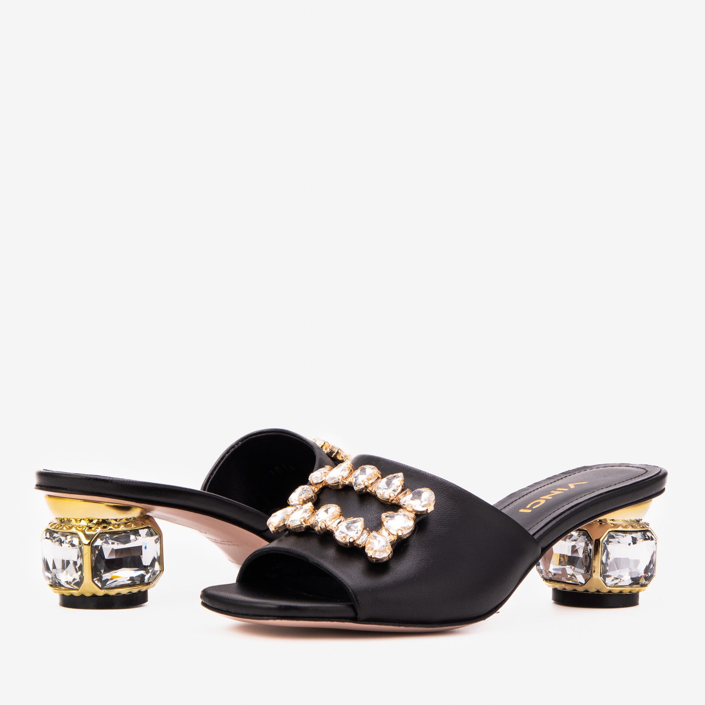 The Noctara Black Crystal Heel Women Sandal