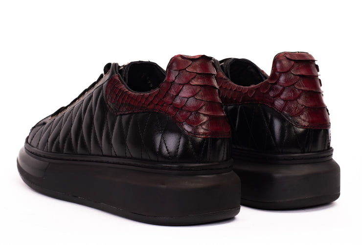 The Bald Pyht  Snk Skin Black & Burgundy Sneaker