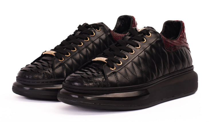 The Bald Pyht  Snk Skin Black & Burgundy Sneaker